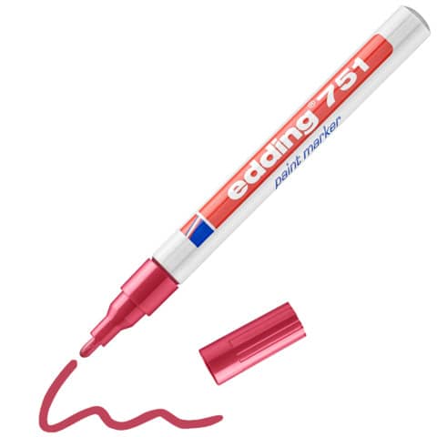 Marcatore a vernice edding 751 punta conica 1-2 mm rosso E-751 002